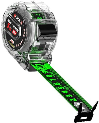 Mètre Ruban Acier Inoxydable Fluorescent - Ruban À Mesurer Transparent 5/7,5/10 m | Mesure fluorescent anti-chute pour mesurer la hauteur des projets bricolage, Professionnel Double Face Anti Abrasion