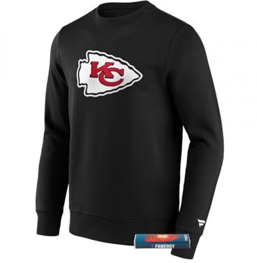 Kansas City Chiefs Sweatshirt Logo Pullover Herren NFL Fanartikel +Fanergy Traubenzucker (DE/NL/SE/PL, Alphanumerisch, S, Regular, Regular, Schwarz)