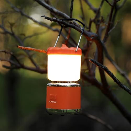 KLARUS CL8 Mini Pumpkin Camping Lantern Uppladdningsbara campinglampor med hopfällbar krok, 5 ljuslägen, Bärbar IPX 5 vattentät elektrisk LED-lampa, för camping utomhus