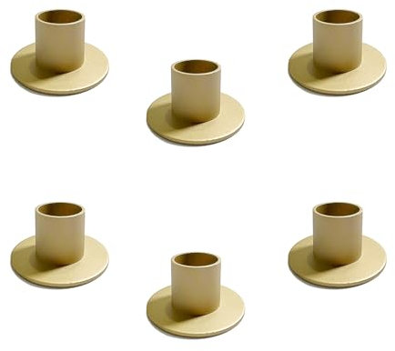 ALULU 6 Stück Matte Kerzenständer Gold Für Stabkerzen (Ø 2,2 cm), Metall Goldene Kerzenhalter für Hochzeit, Party, Weihnachten, Tischdeko und Wohnzimmer