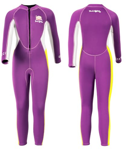 Combinaison en néoprène pour enfants - Combinaison humide pour garçons et filles - 2,5 mm - Fermeture éclair à l'avant - Combinaison de plongée chaude - Natation - Sports nautiques - Surf - Natation -