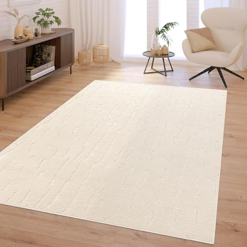TT Home Wohnzimmer Teppich Schlafzimmer Hochflor Skandinavisch Boho Waschbar Abstraktes Muster Einfarbig Weich 3D Waschbar, Größe:160x220 cm