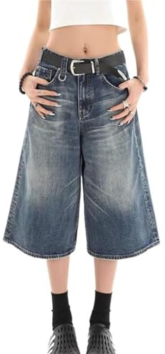 KIHFSODN Jorts Baggy Damjeans Bermudashorts Jeans Sommarshorts Jeans Lätta Shorts Knälånga Streetwear Sommarjeans Shorts Damjeans