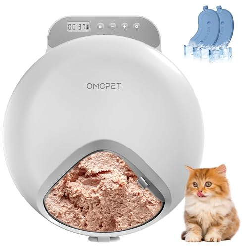 Distributeur Nourriture Humide Automatique Piles,4 Repas avec Glaçons,Blanc