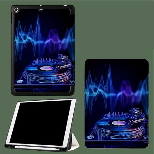 Case for iPad Pro 12.9 Case 4th/5th/6th Generation 2020/2021/2022,Slim Lightweight Smart Shell Stand Cover with Auto Wake/Sleep Abstract Sound Waves Modern Music-Blue