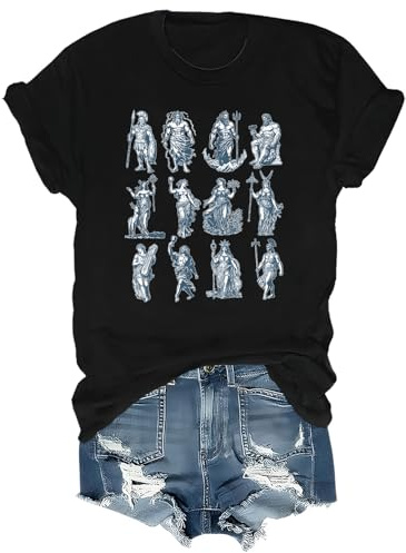 Klassisk olympiska gudar tröja grekisk mytologi t-shirt unisex, Svart, M