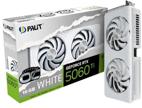 Palit GeForce RTX 5060 Ti White OC, GeForce RTX 5060 Ti, 16 GB, GDDR7, 128 Bit, 7680 x 4320 Pixel, PCI Express 5.0