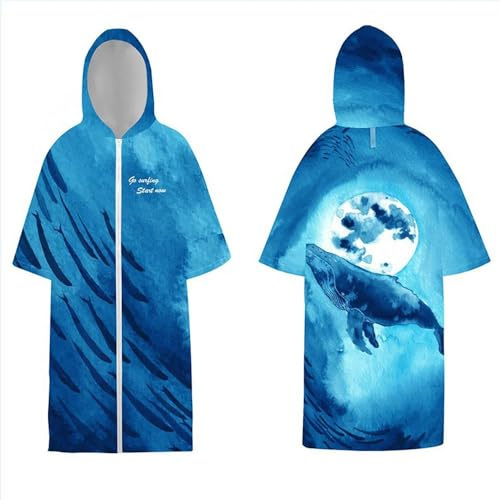 BCVPGF Poncho de Surf, Poncho de Playa, Toalla de Poncho de Microfibra con Capucha Poncho de Surf Playa Toalla con Capucha Cambiarse de Ropa Secado Rápido Toalla de Baño,Blue-110 * 80CM