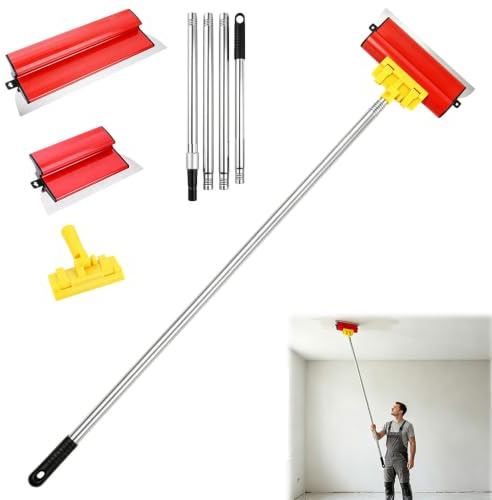 Kit, spackelspatel, väggskrapa med teleskopiskt handtag och rostfritt stål, 25 + 40 cm, spackelspatel för vägg- och takplastering