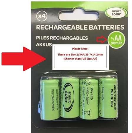 Lote de 4 pilas recargables 2/3 AA 10 mAh para productos solares