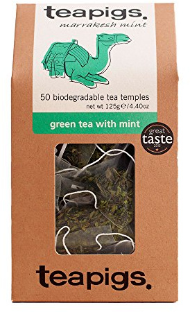 teapigs Moroccan Mint Green Tea Bags - Refreshing Blend of Chunmee Green Tea & Whole Peppermint Leaves - Energising & Perfect for Digestion - 50 Eco-Friendly Biodegradable Tea Temples (1 Pack)