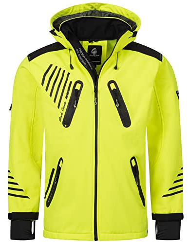 Rock Creek Herren Softshell Jacke Outdoorjacke Windbreaker Übergangs Jacke H-140 [Neonyellow S]