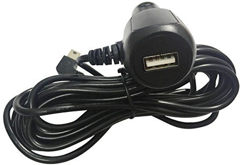 Amacam CC8 Car Charger 3.5M Cable with Right-Angle Mini USB 2A Output for Dash Cams Sat Nav & Android, 12V-24V Vehicle Power