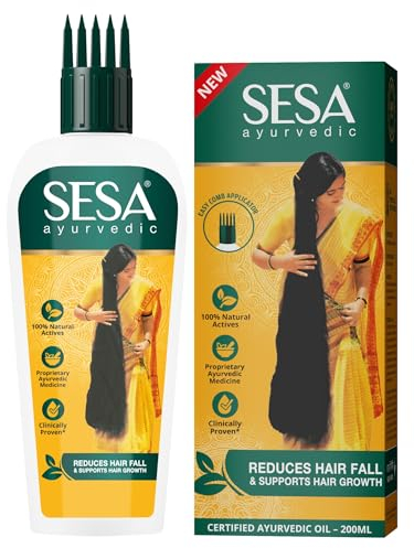 Sesa Ayurvedisches Haaröl | 5000 Jahre altes Kshir Pak Vidhi, Bhringraj & 17 seltene Kräuter mit 5 pflegenden Ölen | Alle Haartypen | KEIN Mineralöl | 200ml (1er Pack)