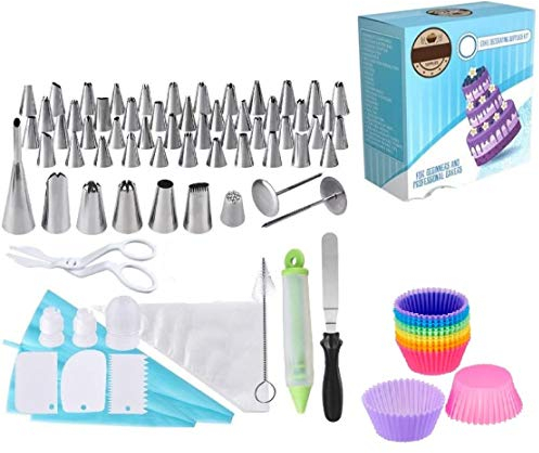 Attrezzature per la decorazione di torte, 100 pezzi, kit di decorazioni per glassa, beccucci per pasticceria, strumenti per tubazioni, creme, spatola, decorazioni più fluide per dessert, koksi