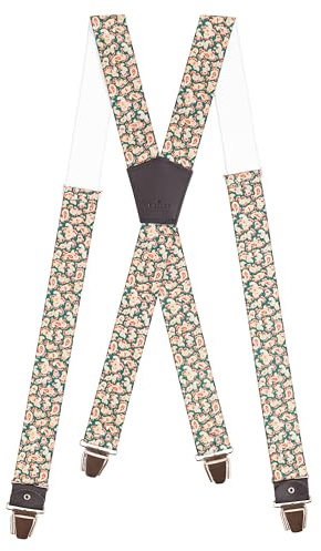 PIERROT Bretelles Homme Larges Premium Made in France - Taille Unique Ajustable - Elastique Renforcé et Finitions en Cuir - 4 Pinces Ultra Fortes en X - Garantie à vie