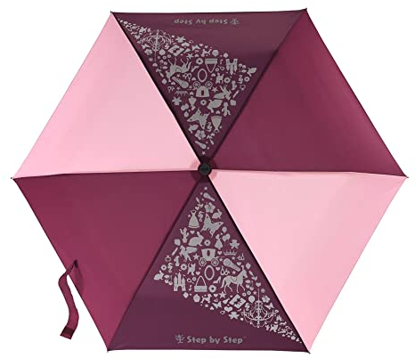 Step by Step Regenschirm Berry, rosa, Magic Rain Effect, Doppler für Kinder, inkl. Farbwechsel, Tasche und Handschlaufe, für die 1. bis 4. Klasse