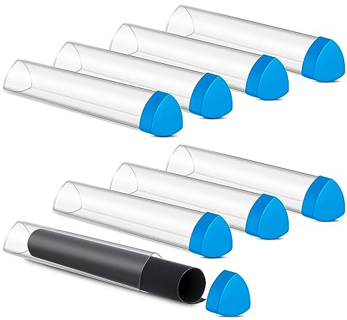 Hsei 8 Pcs Gaming Prism Playmat Tube 15 Inch Play Mat Poster Holder Tube Easy in and Out Playmat Case for Card Storage Toy Card Play Mat, Won't Roll Off Surfaces(Blue, Clear)