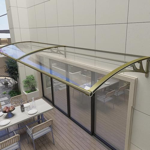 Vordach Haustür,Transparent Haustürvordach aus Aluminium und Polycarbonat Schutz Gegen Regen und Uv-Strahlen,Türvordach Haustürdach Pultvordach,Türdach Pultbogenvordach (120x260cm/47 x102)