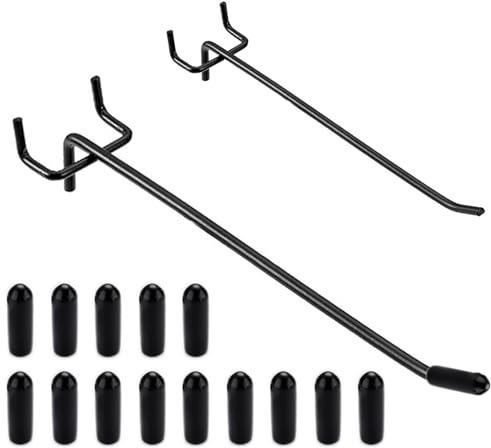 inki Pack of 20 Perforated Wall Hooks, Tool Wall Hooks with Silicone Cover, Pegboard Metal Hooks, Pegboard Hooks for Sales Displays, Display Board, Supermarket Shelves, Black