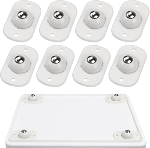 TRVL FIELDER Minirruedas autoadhesivas para utensilios de cocina, ruedas universales giratorias de 360°, ruedas adhesivas para bricolaje, cubo de basura, caja de almacenamiento (8, blanco)