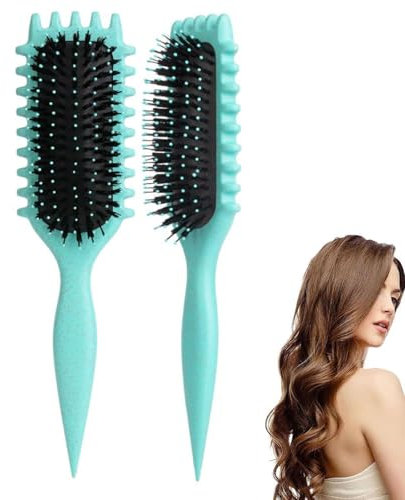Jushion Lockenbürste, Curl Brush Haarbürste Strähnenkamm,professionelle Lockenbürste, Styling-Werkzeuge, Haarkämmen, Kunststoffkamm Bouncy Curl Pinsel zum Entwirren Formen und Definieren-grün