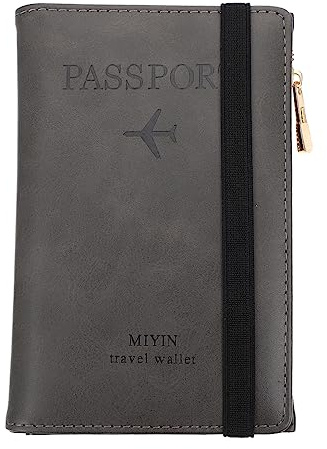 BESTYASH Custodia Protettiva in Pu per Passaporto Porta Carte Organizer per Documenti di Viaggio Chiusura Cerniera ed Elastico