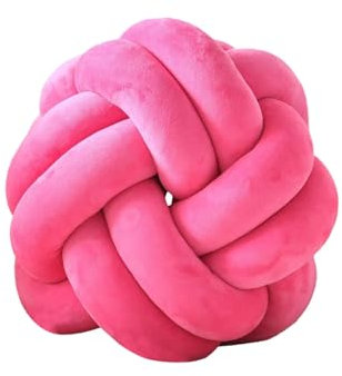cfpqv Knotenkissen, weiches dekoratives Kissen für Zuhause, rund, veränderbar, geknotete Kissen, modernes Zuhause, handgefertigte Kissen für Schlafzimmer, Sofa, Couch Kopfkissen (Hot Pink, One Size)