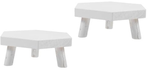 Lot de 2 pots de fleurs succulentes en bois blanc avec support pour plantes d'intérieur - Banc de plantes de bureau moderne et support de pot de fleurs pour plantes grasses