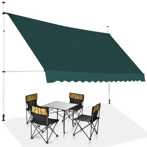 RELAX4LIFE Tenda da sole con morsetto da 150/200/250/300/350/400 cm di larghezza, per balcone senza foratura, tenda da sole con manovella, protezione solare per terrazza, balcone, veranda (400 x 175
