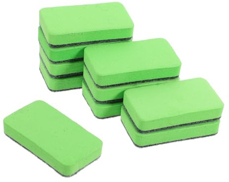 DOITOOL 10 pièces Lot de Gommes Efface-tableau Légères Feutre Vert pour Bureau et Maison Nettoyant Doux Sans Rayures Portable pour Tableaux Blancs et Noirs