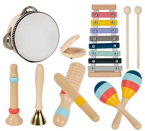 LLTCMYGS Instruments de Percussion en Bois Montessori pour Enfants, Ensembles de Jouets de castagnettes pour l'enseignement Musical Parent-Enfant