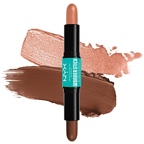 NYX Professional Makeup Stick Highlight & Contour, Double Embout, Définition & Brillance, Modulable & Formule Vegan, Wonder Stick, Teinte : Medium (04)
