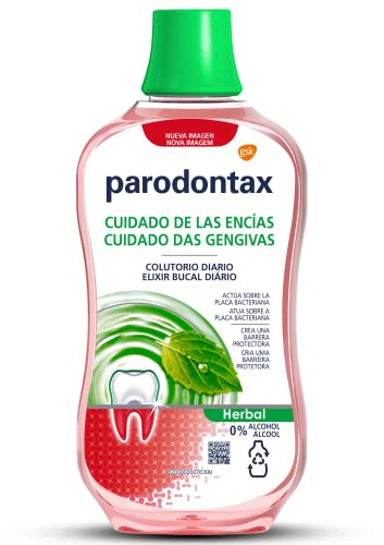 Parodontax, Herbal, Enjuague Bucal para Sangrado de Encías, Uso Diario, Encías Sanas y Aliento Fresco, Sin Alcohol, 500 ml