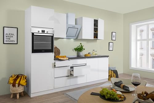 Respekta Lorena Küchenzeile, Holzwerkstoff, Weiß, 270 cm