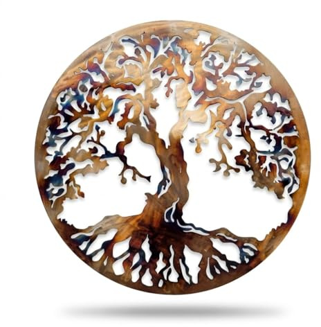 Decorazione da parete in metallo motivo albero della vita e del calore, colorato, 69,8 cm