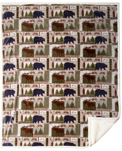 CARSTENS, INC. Ultra Premium Super Soft Plush Sherpa Fleece Oversized Throw Blanket 54 x 68, Vintage Lodge