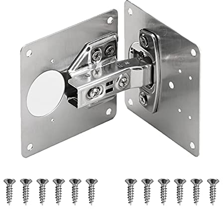 AGIGU Cabinet Hinge Repair Plate - Stainless Steel Kitchen Cabinet Brackets with Fixing Screw, Kitchen Cabinet Hinges Repair Kit for Cupboard Cabinet Furniture 2PCS