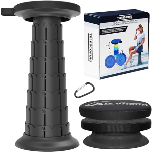 Upgraded XXL Collapsible Stool with Cushion 20.4, 440Lbs Max Weight, Wider & Taller Pop Up Seat, Heavy Duty Portable Retractable Folding Stool or Travel Foot Rest, Gift for Camping & Outdoors