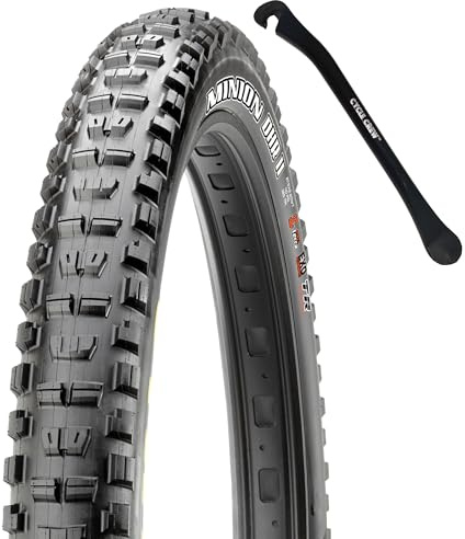 Minion DHR II 26x2.3 Dual Compound Tubeless MTB Tire EXO Puncture Protection Bundle with Cycle Crew Tire Lever