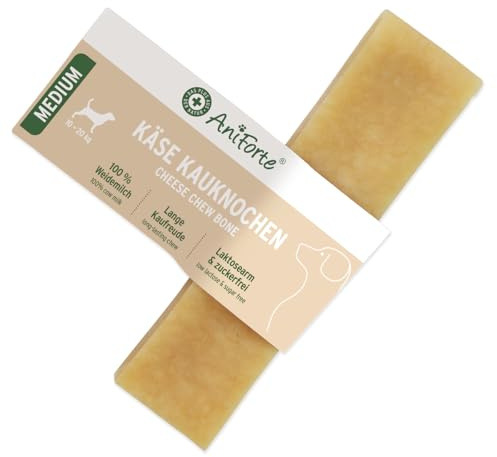 AniForte Käse Kauknochen für Hunde 65-80 g – Natürlicher Kaukäse für Beschäftigung & Zahnpflege, für Hunde 10-20 kg, langlebiger Kauspaß