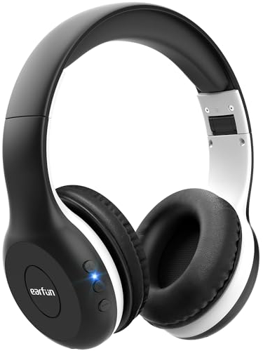 EarFun Bluetooth Kopfhörer Kinder, 85/94dB Lautstärkeregelung, HiFi Sound, HD-Mikrofon, 40 Std Akku, Faltbare, Einstellbar, Kopfhörer Kabellos Bluetooth Kinder für Schule/Reise/PC, Schwarz
