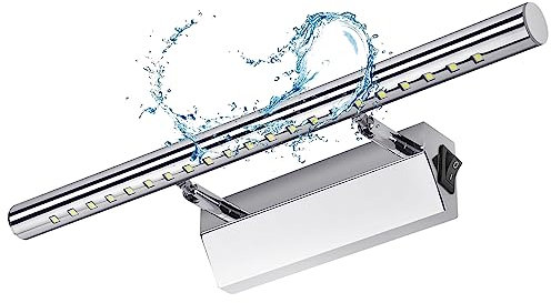 Lightess Bathroom Wall Light Led Mirror Lights with Switch 5W Bathroom Above Mirror Lamps 180° Adjust Picture Wall Lights Stainless Steel IP44 Lights for Mirror Mains Powered 6000K Cold White - 40cm