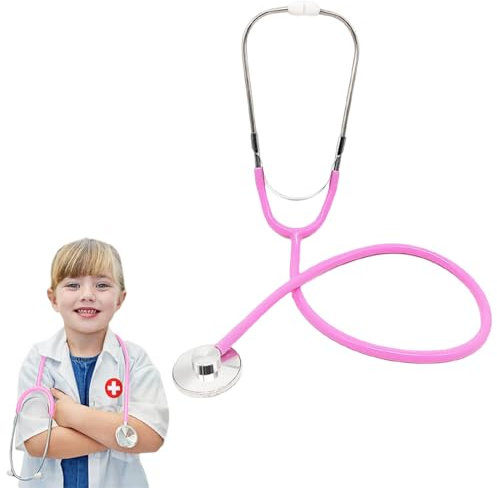 GXGM Stetoscopio Bambini Rosa, Stetoscopio Funzionante per Cosplay, Medico Finta Gioco di Ruolo Giocattolo, 1 pezzo