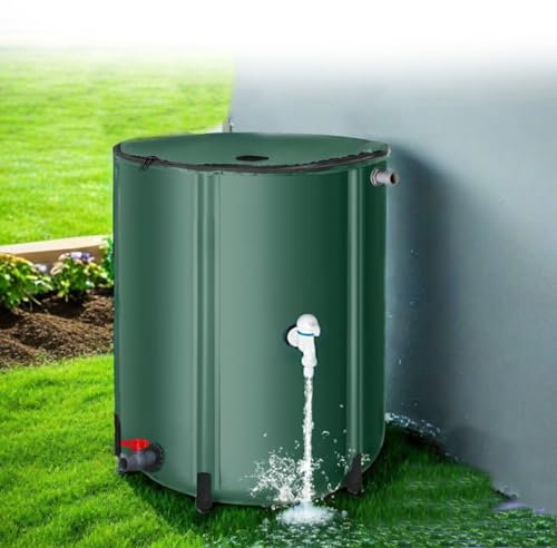 Sistema de recolección de lluvia, barril de lluvia plegable equipado con grifo duradero, barriles de lluvia para recolectar agua de lluvia(Green,1 * 1.25m)