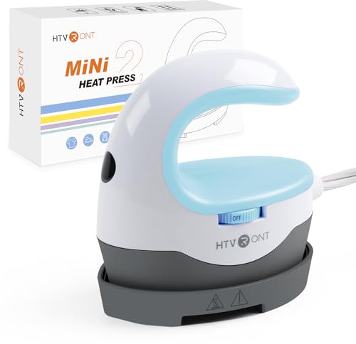 HTVRONT Heat Press Mini Heat Press Machine, Small Heat Press Portable Iron Press Machine for T Shirts, Hats, Heating Transfer Projects (Bubble Blue)