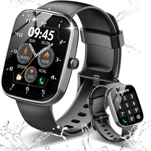 Csasan Montre Connectée Homme Femme avec Appel Bluetooth, 1.91 HD Smartwatch avec 112+ Sportifs Montre, Etanche IP68 Montre Intelligente avec Cardiofrequencemetre/Moniteur de Sommeil/Podometre, Noir