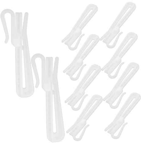 SMASOLO Lot de 50 Crochets Plissés Réglables pour Rideaux, Plastique Résistant, Hauteur Ajustable 7 Cm, Accessoires pour Maison et Bureau, Fixation Adaptable pour Tringles et Draperies