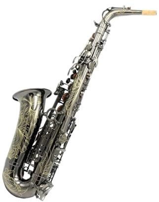 Professionell Saxofon Ljussvart Förnicklad Ess altsaxofon Med Metallklaviatur