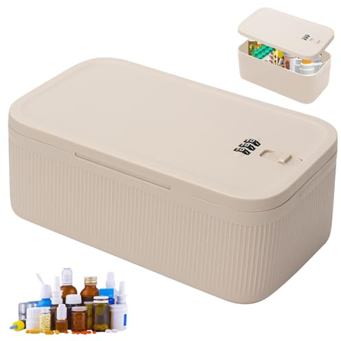 Petite boîte verrouillable, boîte à médicaments, boîte à comprimés avec serrure à combinaison, mini coffre-fort en ABS, boîte à pilules de voyage, organisateur de comprimés pour réfrigérateur